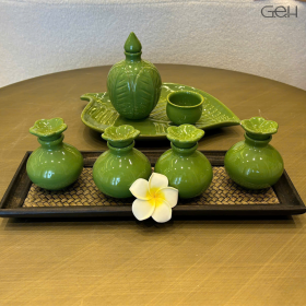 BỘ GỐM SỨ MÀU XANH LÁ DECOR